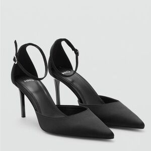 Mango Satin Heels with Ankle Strap